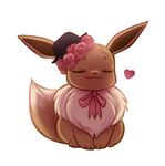 &lt;3 ambiguous_gender axlrosie brown_fur eevee eyes_closed flower fluffy fluffy_tail fur hat mouth_closed nintendo paws plant pok&eacute;mon ribbons video_games 