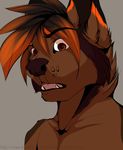  anthro canine fangs l-i-t-t-l-e_f-i-r-e looking_at_viewer male mammal open_mouth simple_background solo tongue 