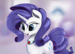  2015 abstract_background blue_eyes cutie_mark equine female feral friendship_is_magic fur hair hi_res horn jewelry mammal my_little_pony necklace purple_hair rarity_(mlp) scootiebloom smile solo unicorn white_fur 