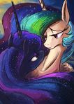  2016 blue_hair duo equine female feral friendship_is_magic hair horn long_hair mammal multicolored_hair my_little_pony plainoasis princess_celestia_(mlp) princess_luna_(mlp) smile unicorn 