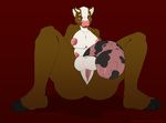  4_breasts acethebigbadwolf anus areola ball big_breasts blush bovine breasts butt cattle digital_media_(artwork) herm hi_res hooves horn hyper hyper_penis intersex mammal multi_breast nipples penis pussy simple_background sitting spread_legs spreading vein 