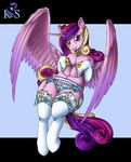  2016 absurd_res clothed clothing cutie_mark equine feathered_wings feathers female friendship_is_magic hair hi_res horn legwear lingerie long_hair longinius looking_at_viewer mammal multicolored_hair my_little_pony navel panties princess_cadance_(mlp) solo tongue tongue_out underwear winged_unicorn wings 