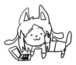  :3 ambiguous_gender bettykwong black_and_white canine clothing computer dog hair laptop looking_at_viewer low_res mammal monochrome shirt solo tem temmie_(undertale) undertale video_games 
