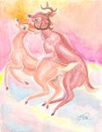  abstract_background bambi cervine cloud deer disney faline female hi_res hooves licking male male/female mammal midair moan penis queensmate ronno sex tongue tongue_out traditional_media_(artwork) watercolor_(artwork) 