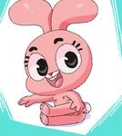  abstract_background anais_watterson anthro anus cub daughter flat_chested fur hand_on_butt intest lagomorph looking_over lying mammal on_side open_mouth pink_fur pussy rabbit sibling sister the_amazing_world_of_gumball young 