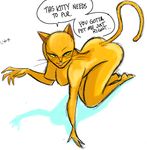  blush breasts cheetah cheetah_(character) dc_comics english_text feline female green_sclera humanoid looking_at_viewer mammal solo text unknown_artist 