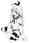  :p bad_id bad_pixiv_id banned_artist bare_shoulders blush bow censored collarbone cosplay cum elbow_gloves gloves greyscale hair_bow half-closed_eyes heart heart_censor highres kantai_collection long_hair male_focus monochrome navel otoko_no_ko penis piercing shimakaze_(kantai_collection) shimakaze_(kantai_collection)_(cosplay) solo spot_color thighhighs tongue tongue_out tongue_piercing yuzuha zettai_ryouiki 