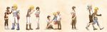  3boys age_progression baby black_hair blonde_hair carrying family father_and_son gloves kyle_dunamis long_hair loni_dunamis mishiro_(andante) mother_and_son multiple_boys older rutee_katrea short_hair stahn_aileron sword tales_of_(series) tales_of_destiny tales_of_destiny_2 very_short_hair weapon white_hair younger 