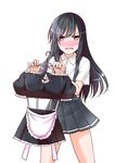  asashio_(kantai_collection) black_hair blush clothes_hanger embarrassed kantai_collection long_hair looking_at_viewer maid mikage_takashi pleated_skirt school_uniform silver_eyes skirt solo suspenders 