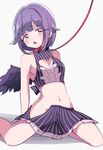  blush brown_eyes cleavage_cutout hair_ornament hairclip heart_cutout idolmaster idolmaster_cinderella_girls koshimizu_sachiko leash purple_hair short_hair solo south_(monookibako) 