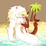  anthro athletic beach cuddling duo embrace erection eyes_closed feline fish grinding humanoid_penis leo_(whiteleo) lion male mammal mane marine nude partially_submerged penis precum scalie seaside shark size_difference smile whiteleo young 