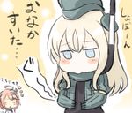  ahoge bad_id bad_twitter_id blonde_hair blue_eyes blush_stickers closed_eyes commentary_request engiyoshi garrison_cap hat hungry i-58_(kantai_collection) kantai_collection long_hair multiple_girls pink_hair pout school_uniform serafuku short_hair stomach_growling translation_request u-511_(kantai_collection) 