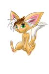  anthro canine female fennec fox fur green_eyes hair looking_at_viewer mammal open_mouth simple_background solo weaselchu white_background 