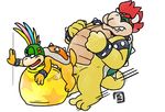  age_difference anal anal_penetration bowser bowserboy101 cuffs_(disambiguation) cum duo father father_and_son hair koopa leash lemmy_koopa male male/male mario_bros multicolored_hair nintendo parent penetration penis rainbow_hair red_hair scalie sex_toy shell simple_background size_difference slightly_chubby son video_games white_background yoga_ball young 