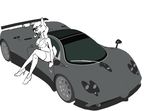  acethebigbadwolf big_breasts bracelet breasts canine car cleavage clothed clothing crossed_legs digital_media_(artwork) dress female greyscale hi_res high_heels jewelry lips long_legs mammal monochrome necklace pagani silvia sitting smile solo vehicle wolf 