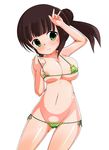  artist_request bikini black_hair blush breasts brown_hair gochuumon_wa_usagi_desu_ka? green_eyes large_breasts micro_bikini navel nipple_slip nipples pussy smile solo sweat swimsuit ujimatsu_chiya 