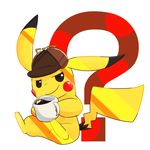  coffee commentary_request deerstalker detective_pikachu gen_1_pokemon great_detective_pikachu:_the_birth_of_a_new_duo hat hayanie_(hotototogi) md5_mismatch no_humans pikachu pokemon pokemon_(creature) smirk 
