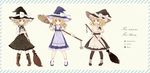  alternate_costume alternate_hair_length alternate_hairstyle apron blonde_hair boots braid broom capelet costume_chart cross-laced_footwear frame full_body hat hat_ribbon kirisame_marisa knee_boots mary_janes multiple_views pantyhose ribbon shoes side_braid simple_background siva socks star touhou waist_apron white_ribbon witch witch_hat 