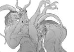  amalj&#039;aa anthro balls butt cum cum_on_butt custapple erection fellatio final_fantasy final_fantasy_xiv group horn ixali licking male monochrome muscular muscular_male nude oral penis scalie sex teeth tongue tongue_out video_games 