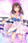  black_hair brown_eyes fujiwara_hajime hair_ornament idolmaster idolmaster_cinderella_girls long_hair minamiya_mia smile solo 