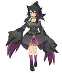  banette black_footwear black_hair gen_3_pokemon looking_at_viewer mega_banette mega_pokemon personification pokemon purple_eyes purple_legwear purple_skirt rdim6gr8 ribbed_sweater shoes skirt solo sweater zipper 