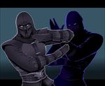  blue_background gloves male_focus mask mortal_kombat ninja noob_saibot shadow shiemasu solo white_eyes 