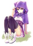  corset flower_knight_girl procorat purple_eyes purple_hair purple_tulip_(flower_knight_girl) simple_background skirt solo thighhighs white_background 