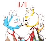  andromeda_(artist) blue_fur blush boyfriend cat clothed clothing couple eyes_closed feline female food fur girlfriend gumball_watterson horn male male/female mammal penny_fitzgerald pocky romantic shapeshifter the_amazing_world_of_gumball 
