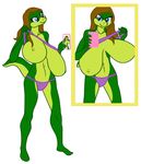  anthro big_breasts blue_eyes breasts clothed clothing female hair huge_breasts lizard mirror panties phone reptile scalie selfie simple_background solo standing topless underwear white_background 