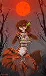  anthro belt breasts brown_hair canine clothing female green_eyes hair jasmae legwear looking_at_viewer mammal nipples outside pussy smile solo stockings thick_thighs wide_hips wolf 