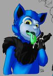  anthro bust_portrait canine chest_tuft cum cum_drip cum_drool cum_on_hand cum_taste cute_fangs dripping eerie_(telemonster) looking_at_viewer low-angle_view male mammal naughty_face nokemy open_mouth opencanvas portrait signature solo telemonster tongue tongue_out tuft 