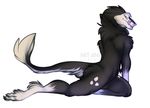  female forked_tongue half-closed_eyes looking_at_viewer looking_back nitani nude seductive sergal simple_background smile solo tongue tongue_out white_background 