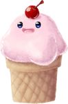  ditto food fruit fuzziestdrawings gen_1_pokemon highres ice_cream_cone no_humans open_mouth pokemon pokemon_(creature) smile 