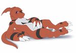  claws digimon dreiker female guilmon purple_eyes pussy scalie 