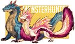  ambiguous_gender blue_eyes capcom claws dragon duo feral horn lagiacrus leviathan_(mh) monster_hunter red_eyes reptile scalie simple_background tamamitsune video_games wyvern 