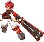  absurdres alternate_costume belt elsword elsword_(character) full_body highres knight_(elsword) official_art red_eyes red_hair sword transparent_background weapon 