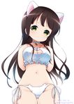  animal_ears bell blush breasts brown_hair cat_cutout cat_ear_panties cat_ears cat_lingerie cleavage cleavage_cutout gochuumon_wa_usagi_desu_ka? green_eyes highres jingle_bell long_hair looking_at_viewer medium_breasts meme_attire navel neki_(wakiko) panties side-tie_panties smile solo ujimatsu_chiya underwear underwear_only 