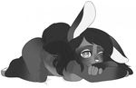  anthro breasts crossed_arms female lagomorph mammal nude one_eye_closed pixelannex rabbit simple_background solo white_background 