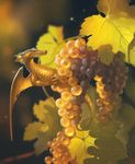  2016 dragon food frill fruit gaudibuendia gold_scales grapes leaf membranous_wings wings 