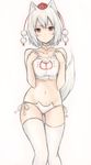  :| alternate_costume animal_ears ass_visible_through_thighs bad_id bad_pixiv_id bell bell_choker blush breasts cat_cutout cat_ear_panties cat_lingerie choker cleavage_cutout closed_mouth groin hat highres inubashiri_momiji jingle_bell koretsuki_azuma looking_at_viewer medium_breasts meme_attire navel panties pom_pom_(clothes) red_eyes short_hair side-tie_panties simple_background sketch solo stomach tail thigh_gap thighhighs tokin_hat touhou underwear underwear_only white_hair white_legwear white_panties wolf_ears wolf_tail 