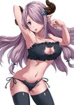  breasts cat_cutout cat_ear_panties cat_lingerie cleavage_cutout draph granblue_fantasy hair_ornament hair_over_one_eye horns large_breasts meme_attire narmaya_(granblue_fantasy) navel panties pink_hair pointy_ears sakiyamama side-tie_panties solo underwear 