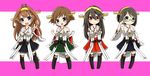  :d absurdres adjusting_eyewear black_hair blue_eyes brown_eyes brown_hair c: chibi detached_sleeves double_bun glasses hairband haruna_(kantai_collection) hiei_(kantai_collection) highres i'm_egoist_nez kantai_collection kirishima_(kantai_collection) kongou_(kantai_collection) long_hair looking_at_viewer multiple_girls no_legwear nontraditional_miko open_mouth pleated_skirt remodel_(kantai_collection) short_hair skirt smile thighhighs v-shaped_eyebrows zettai_ryouiki 