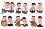  ;) alcohol bad_id bad_twitter_id bowl_cut brothers buck_teeth cat cup dress_shirt drinking_glass family father_and_son fatherly green_neckwear grey_background hair_tousle highres indian_style male_focus matsuno_choromatsu matsuno_ichimatsu matsuno_juushimatsu matsuno_karamatsu matsuno_matsuzou matsuno_osomatsu matsuno_todomatsu multiple_boys necktie one_eye_closed osomatsu-kun osomatsu-san pouring red_neckwear sake saytzeff seiza sextuplets shirt siblings simple_background sitting smile socks sweater toast_(gesture) wariza 