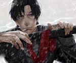  bad_id bad_pixiv_id black_hair boku_dake_ga_inai_machi grey_eyes looking_at_viewer male_focus nathingness necktie outdoors red_neckwear solo standing winter yashiro_gaku 