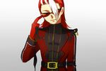  alba_meira gloves grey_background hair_over_one_eye kof:_maximum_impact male_focus multicolored_hair red_hair snk solo sunglasses the_king_of_fighters two-tone_hair white_hair yaka_(kk1177) 
