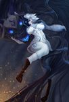  animal_ears blue_eyes breasts commentary_request highres kindred lamb_(league_of_legends) large_breasts league_of_legends long_hair mask oldlim spirit taohai thighs white_hair wolf 