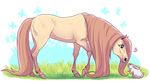  &lt;3 2013 abstract_background adlynh arthropod brown_hair butterfly equine female feral fluttershy_(mlp) friendship_is_magic fur grass green_eyes hair horse insect lagomorph mammal my_little_pony rabbit smile solo yellow_fur 