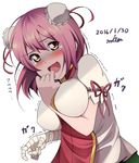  :d bandaged_arm bandages between_breasts blouse blush breast_lift breasts bun_cover check_commentary chinese_clothes commentary_request double_bun hand_between_breasts highres ibaraki_kasen imminent_rape large_breasts miton_(turuyasann) nervous_smile open_mouth pink_hair red_eyes shaded_face shadow short_sleeves skirt smile solo tabard tears touhou trembling turn_pale wavy_mouth 