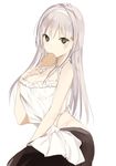  apron bad_id bad_twitter_id bangs green_eyes hairband long_hair lpip original rice_spoon silver_hair solo 