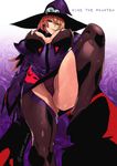 ashiomi_masato blazblue blazblue:_central_fiction breasts duplicate femdom from_below hat huge_breasts konoe_a_mercury red_hair solo thighhighs witch_hat 